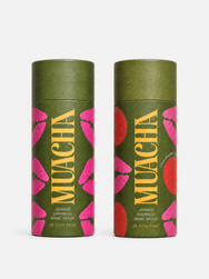 Muacha Duo: Classic and Strawberries & Cream ceremonial matcha tubes side by side