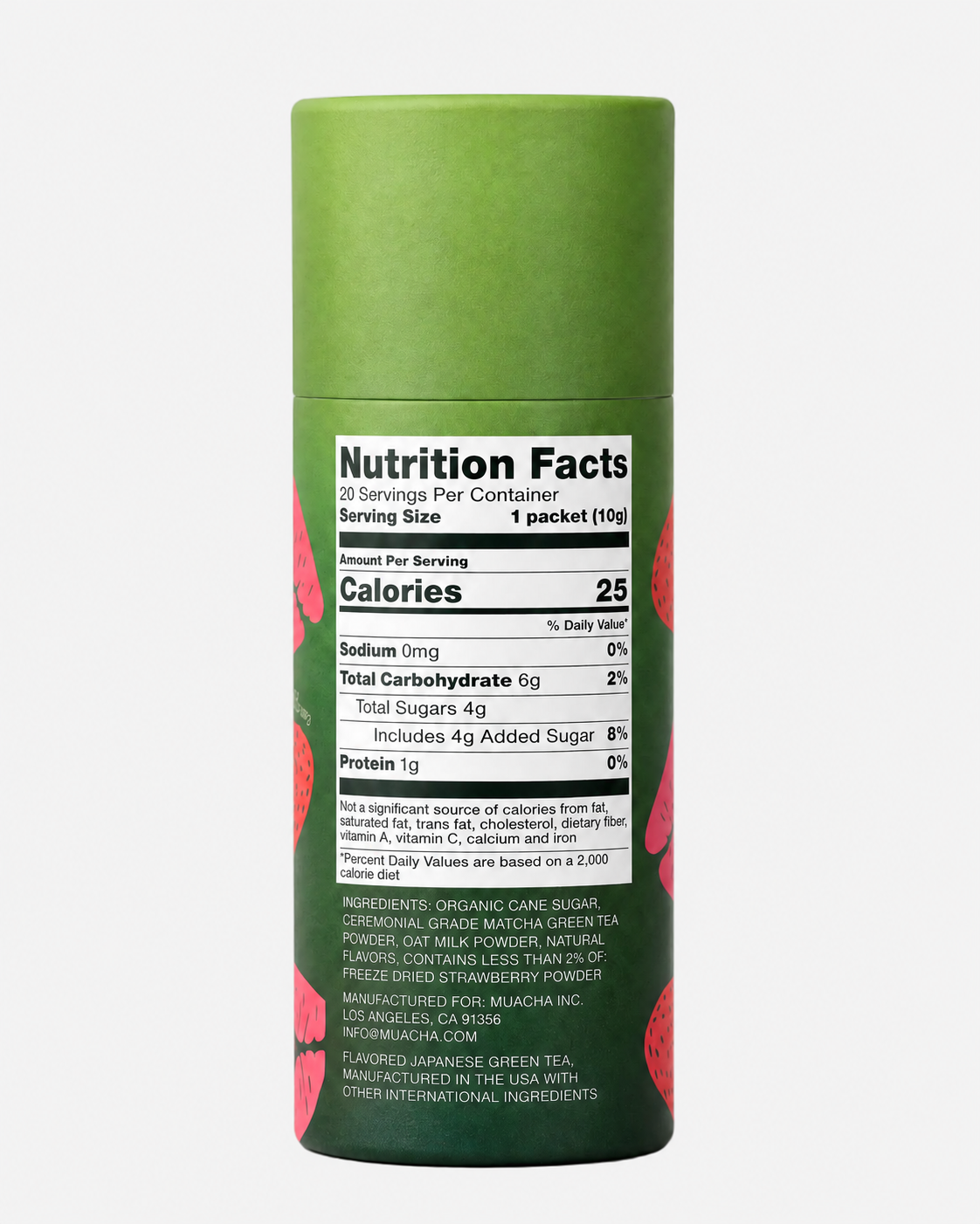 Muacha Strawberries & Cream Matcha Sticks, 20 Pack