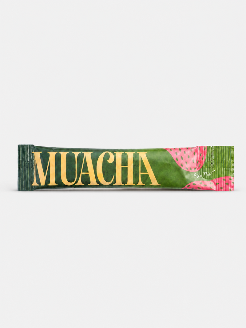 Muacha Strawberries & Cream single serve flavored matcha stick packet