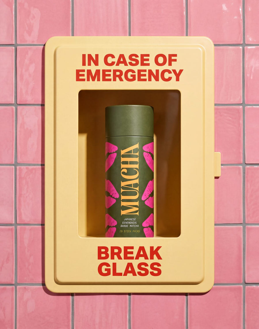 In case of emergency break glass, Classic tube on pink tile