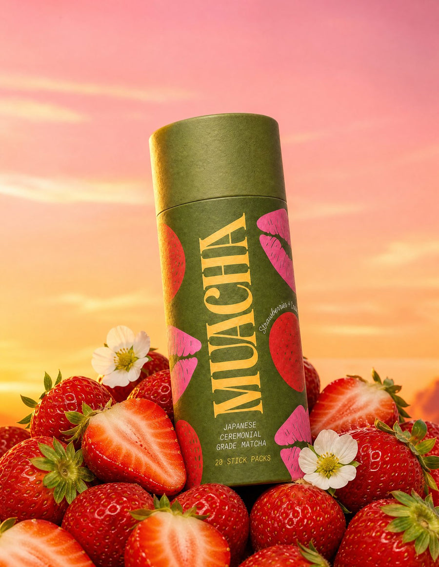 Strawberries & Cream tube on strawberries at sunset