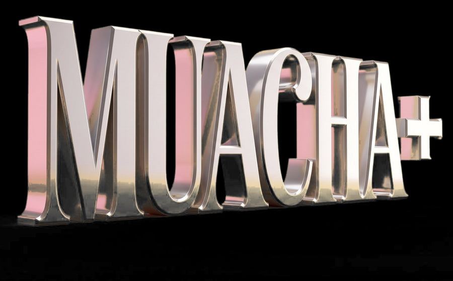 Muacha+ chrome wordmark